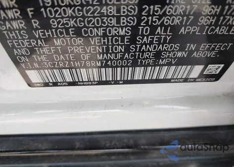 2024 Honda Hr-V 2Wd Ex-L/2Wd Ex-L W/O Bsi z USA, uszkodzony, nr VIN 3CZRZ1H78RM740002